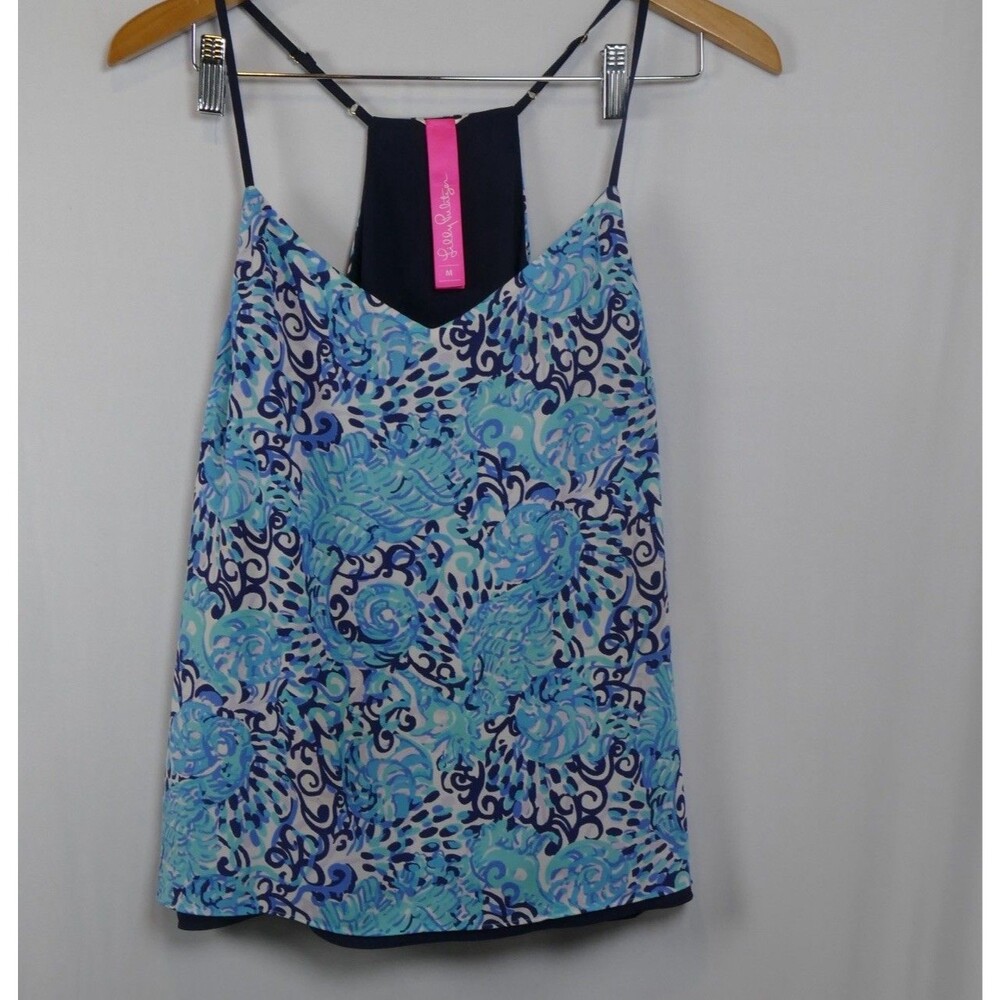 Lilly Pulitzer Reversible Halter Aqua Spritz/Dusk Adjustable Tank Top M